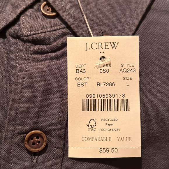 NWT, J Crew, untucked, L, garment dyed, slim fit, button down, Men’s - Picture 2 of 3